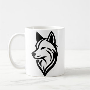 Minimalistische Wolf Face-Silhouette Kaffeetasse