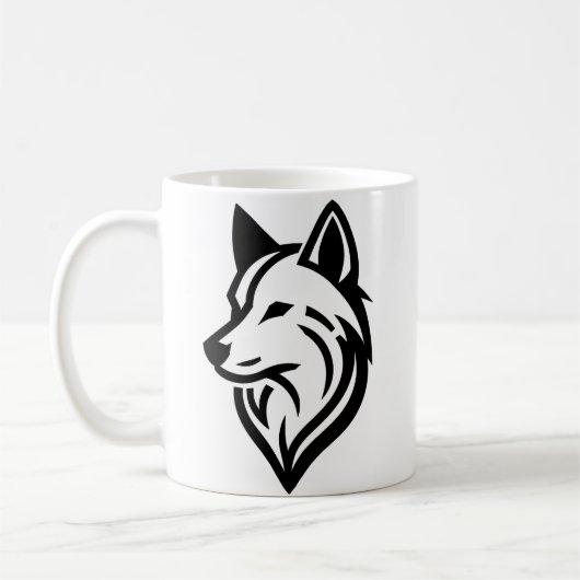 Minimalistische Wolf Face-Silhouette Kaffeetasse (Links)