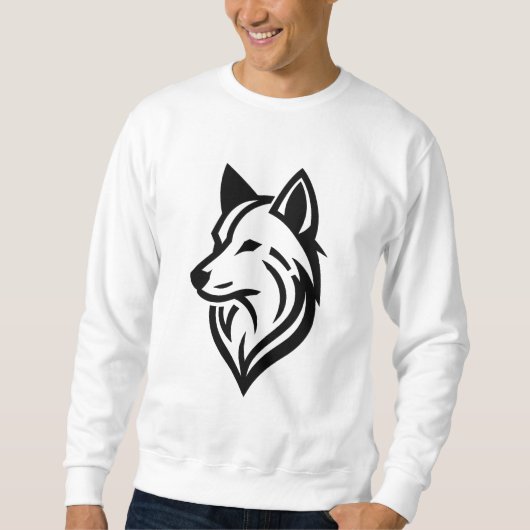 Minimalistische Wolf Face-Silhouette Sweatshirt (Vorderseite)