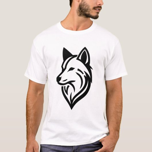 Minimalistische Wolf Face-Silhouette T-Shirt (Vorderseite)