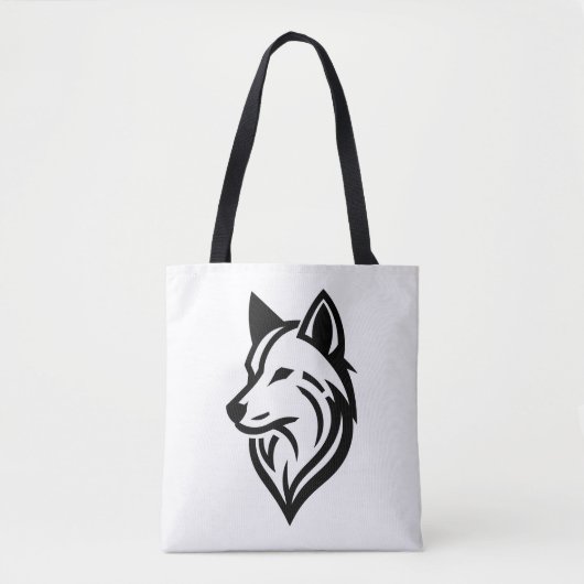 Minimalistische Wolf Face-Silhouette Tasche (Vorderseite)