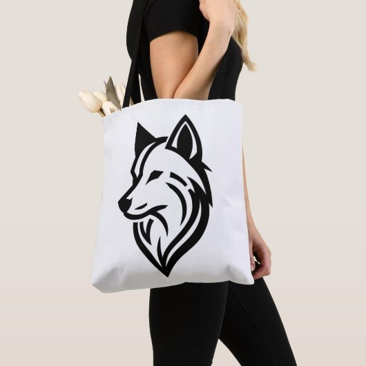 Minimalistische Wolf Face-Silhouette Tasche (Von Nahem)