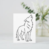 Minimalistische Wolf Line Art - Howling Wildlife Postkarte (Stehend Vorderseite)