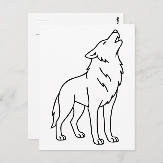 Minimalistische Wolf Line Art - Howling Wildlife Postkarte (Vorne/Hinten)