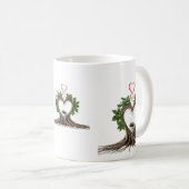 Minimalistische Wurzeln Herz Kaffeetasse (VorderseiteRechts)