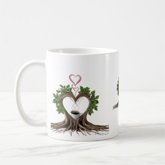 Minimalistische Wurzeln Herz Kaffeetasse (Links)