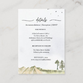 Minimalistische Wüsten-Berg-Hochzeitsdetails Einla Begleitkarte