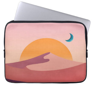 Minimalistische Wüsten-Sonnenuntergangs-Mond-Lands Laptopschutzhülle