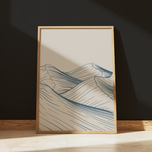 Minimalistische Wüstenlandschaft Zeichnend Poster