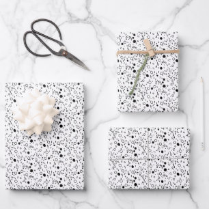 Minimalistische Xmas schwarze und weiße Kreise Pun Geschenkpapier Set