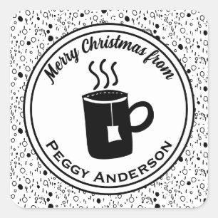 Minimalistische Xmas schwarze und weiße Kreise Pun Quadratischer Aufkleber
