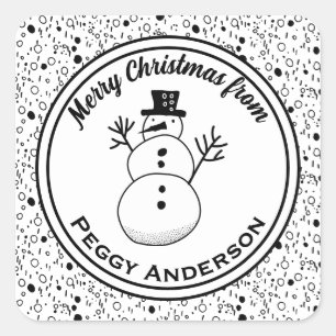 Minimalistische Xmas schwarze und weiße Kreise Pun Quadratischer Aufkleber