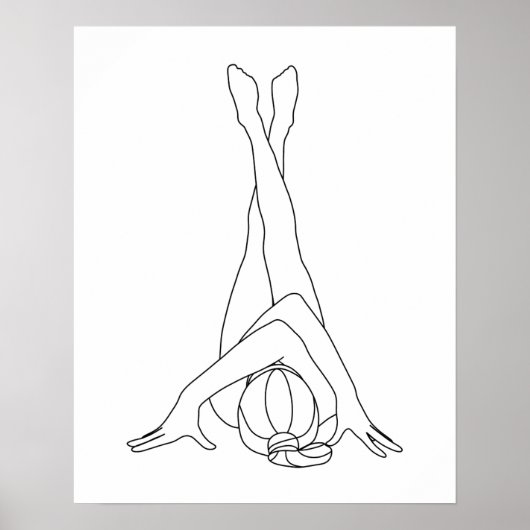 Minimalistische Yoga-Pose-Eine-Reihe Zeichnend Poster (Vorne)