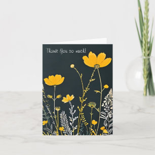 Minimalistische Zeichnung von gelben und weißen Bl Dankeskarte