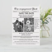 Minimalistische Zeitung Hochzeit speichern das Dat Einladung (Stehend Vorderseite)