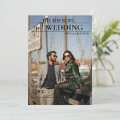 Minimalistische Zeitung Hochzeit speichern das Dat Einladung (Stehend Vorderseite)