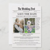 Minimalistische Zeitung Hochzeit speichern das Dat Einladung (Rückseite)