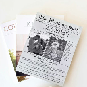 Minimalistische Zeitung Hochzeit speichern das Dat Einladung