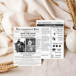 Minimalistische Zeitung Hochzeit speichern das Dat Einladung