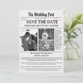 Minimalistische Zeitung Hochzeit speichern das Dat Einladung (Stehend Vorderseite)