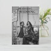 Minimalistische Zeitung Hochzeit speichern das Dat Einladung (Stehend Vorderseite)