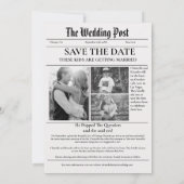 Minimalistische Zeitung Hochzeit speichern das Dat Einladung (Rückseite)