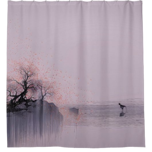 Minimalistische Zen-Landschaft Duschvorhang (Vorderseite)