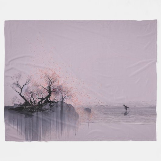 Minimalistische Zen-Landschaft Fleecedecke (Vorderseite (Horizontal))