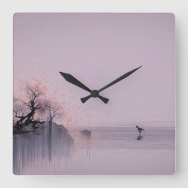 Minimalistische Zen-Landschaft Quadratische Wanduhr