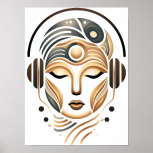 Minimalistische Zen-Musik Göttin Geometrisches Abs Poster