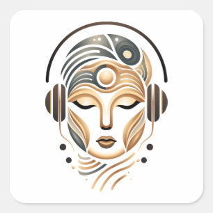 Minimalistische Zen-Musik Göttin Geometrisches Abs Quadratischer Aufkleber