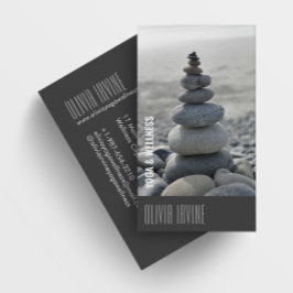 Minimalistische Zen Stones Yoga & Wellness Black Visitenkarte