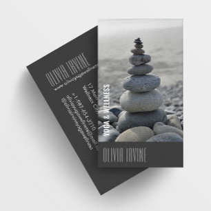 Minimalistische Zen Stones Yoga & Wellness Black Visitenkarte