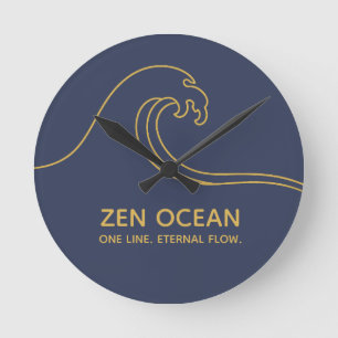 Minimalistische Zen-Welle   Abstrakter Ozean Runde Wanduhr