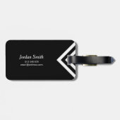Minimalistische Zickzack Gepäckmarke Schwarz/Weiß Gepäckanhänger (Rückseite horizontal)