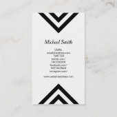 Minimalistische Zickzack soziale Medien in Weiß un Visitenkarte (Rückseite)
