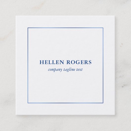 Minimalistische zinnblaue Grenze Quadratische Visitenkarte (Vorderseite)