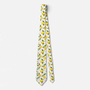 Minimalistische Zitronen und Blume Wasserfarbe Krawatte