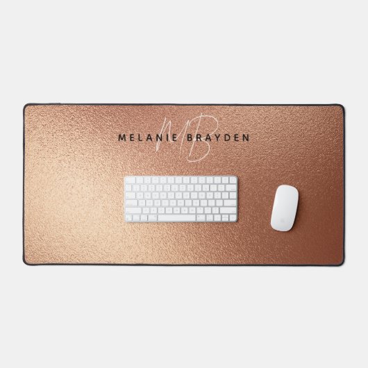 Minimalistische Zwei Monogramm-Rose-Imitate Gold-F Schreibtischunterlage (Tastatur & Maus)