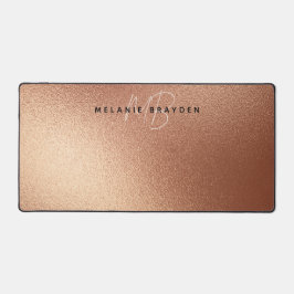 Minimalistische Zwei Monogramm-Rose-Imitate Gold-F Schreibtischunterlage