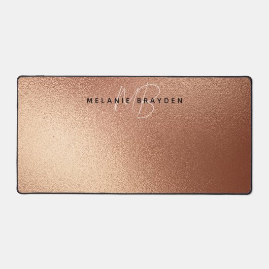 Minimalistische Zwei Monogramm-Rose-Imitate Gold-F Schreibtischunterlage (Vorderseite)