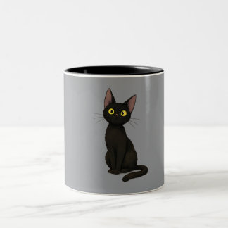 Minimalistische Zwei-Töne-Kaffeetasse mit Katze Zweifarbige Tasse