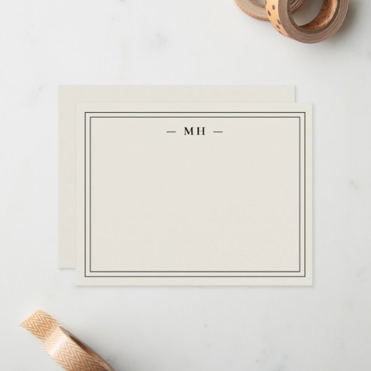 Minimalistische zweigrenzenlose Monogrammkarte für Mitteilungskarte (Vorderseite/Rückseite Beispiel)