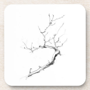 Minimalistische Zweigstelle des zarten Baumes Getränkeuntersetzer