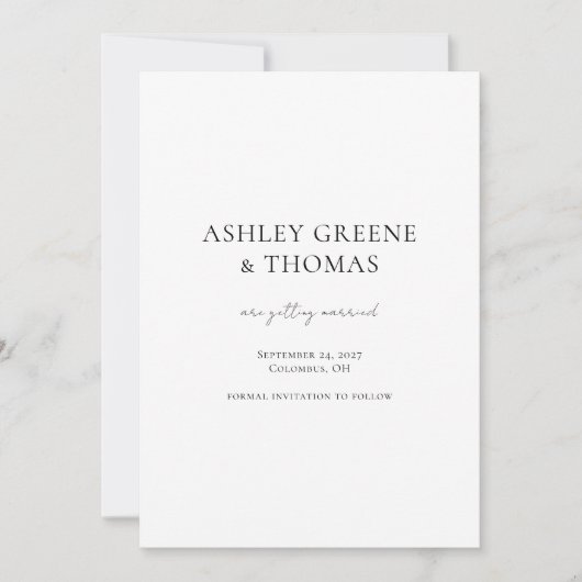 Minimalistische zweiseitige Foto-Save the Date-Kar Save The Date (Vorderseite)