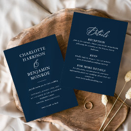 Minimalistische Zweiseitige Hochzeit der Marine Einladung