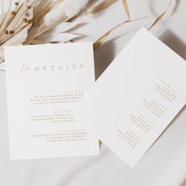 Minimalistische zweiseitige Hochzeitdetails Einladung
