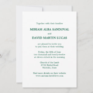 Minimalistische zweisprachige Grüne Hochzeit Einladung