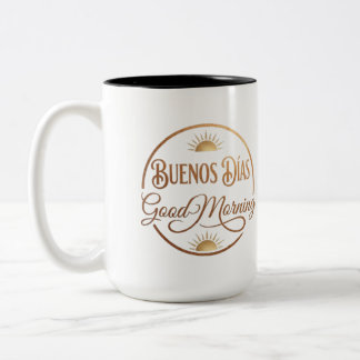 Minimalistische zweisprachige Morgentasse - Guten  Zweifarbige Tasse