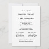 Minimalistische zweisprachige Spanisch-Englisch Zw Einladung (Rückseite)